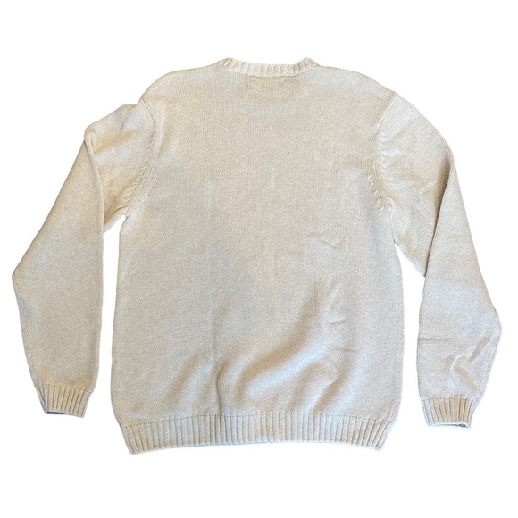 Chaps men's size Large cream crew neck long sleeve knit sweater 100% cotton - Picture 3 of 5